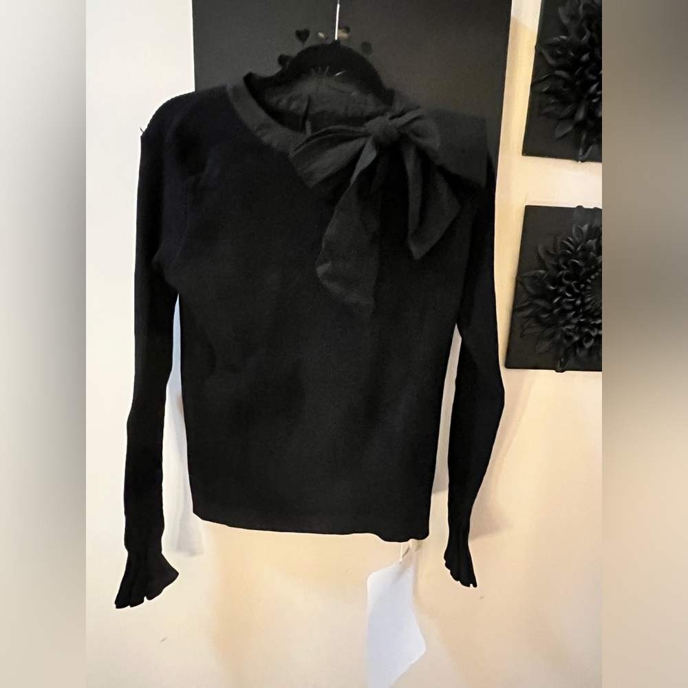 Chicwish black sweater with bow detail